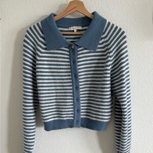 Chic Striped Blue and White Cardigan